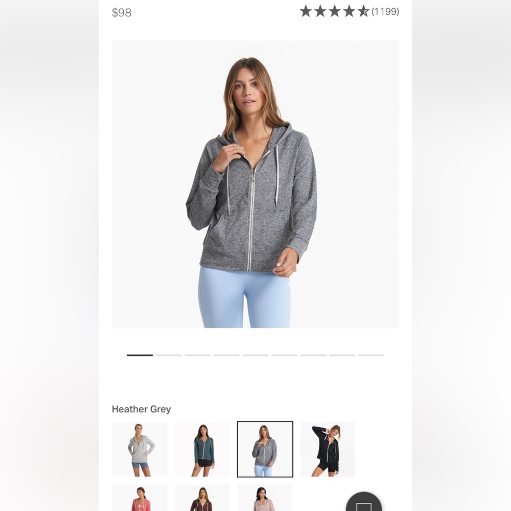 Vuori women’s performance halo hoodie size small in gray